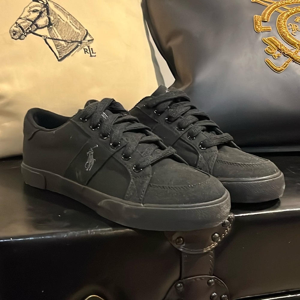 Polo Ralph Lauren Harold Shoes Sneakers new black canvas Mens Size 7